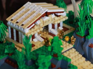 lego temple in a forest