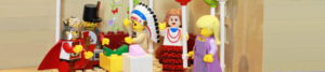 Lego people having a birthday party